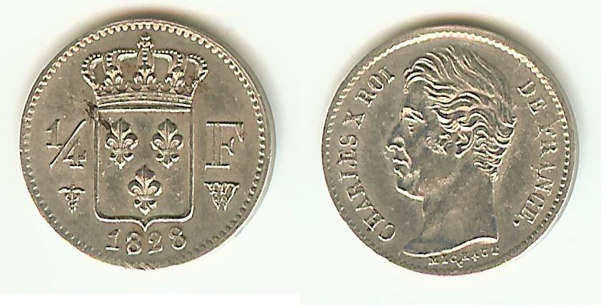 Quarter Franc Charles X 1828W Lille AU